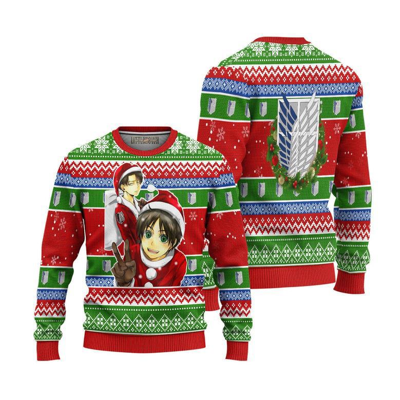 Attack On Titan Ugly Christmas Sweater Levi x Eren