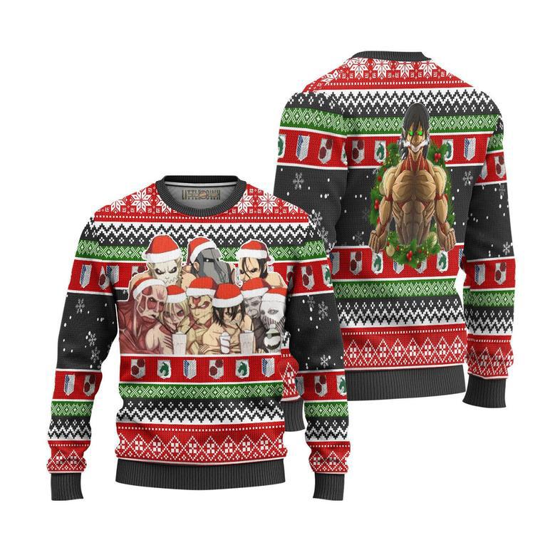 Attack On Titan Ugly Christmas Sweater Nine Titans