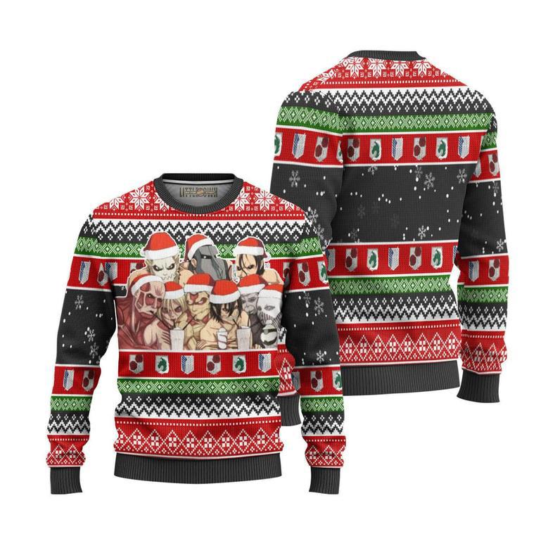 Attack On Titan Ugly Christmas Sweater Titans Custom Anime Knitted Sweatshirt