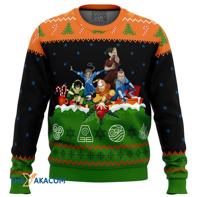 Avatar the Last Airbender On the Chimney Top Gift For Fan Anime Christmas Ugly Sweater