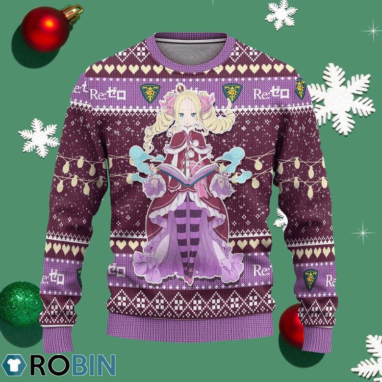 Beatrice Anime Ugly Christmas Sweater Custom Re Zero Xmas Gift