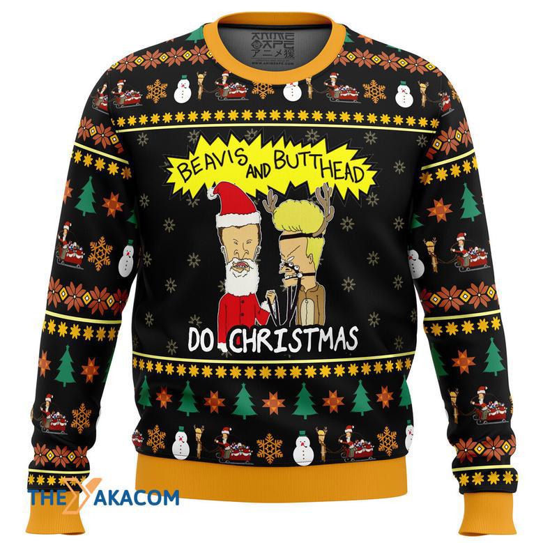 Beavis and Butthead Do Christmas Gift For Fan Anime Christmas Ugly Sweater