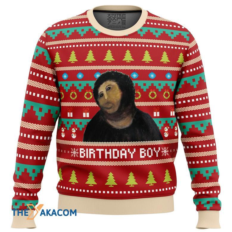 Birthday Boy Potato Jesus Gift For Fan Anime Christmas Ugly Sweater