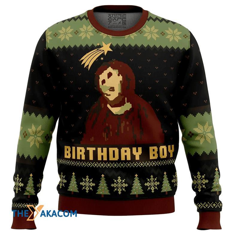 Birthday Boy The Ruined Fresco Of Jesus Gift For Fan Anime Christmas Ugly Sweater