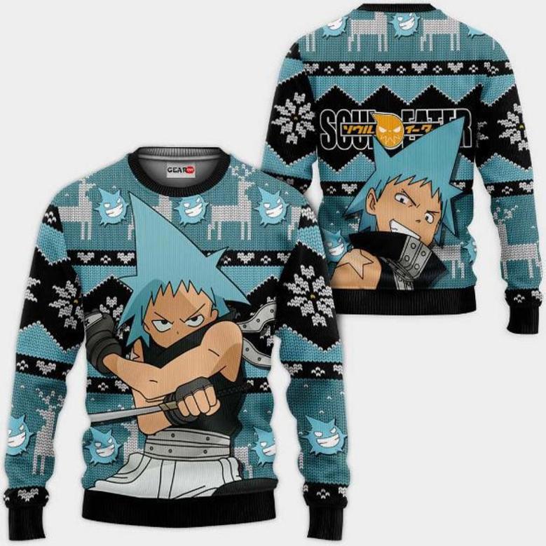 Black Star Anime Soul Eater Xmas Ugly Christmas Knitted Sweater