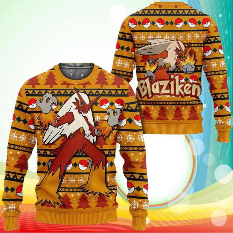 Blaziken Ugly Christmas Sweater Anime Pokemon Xmas Gifts