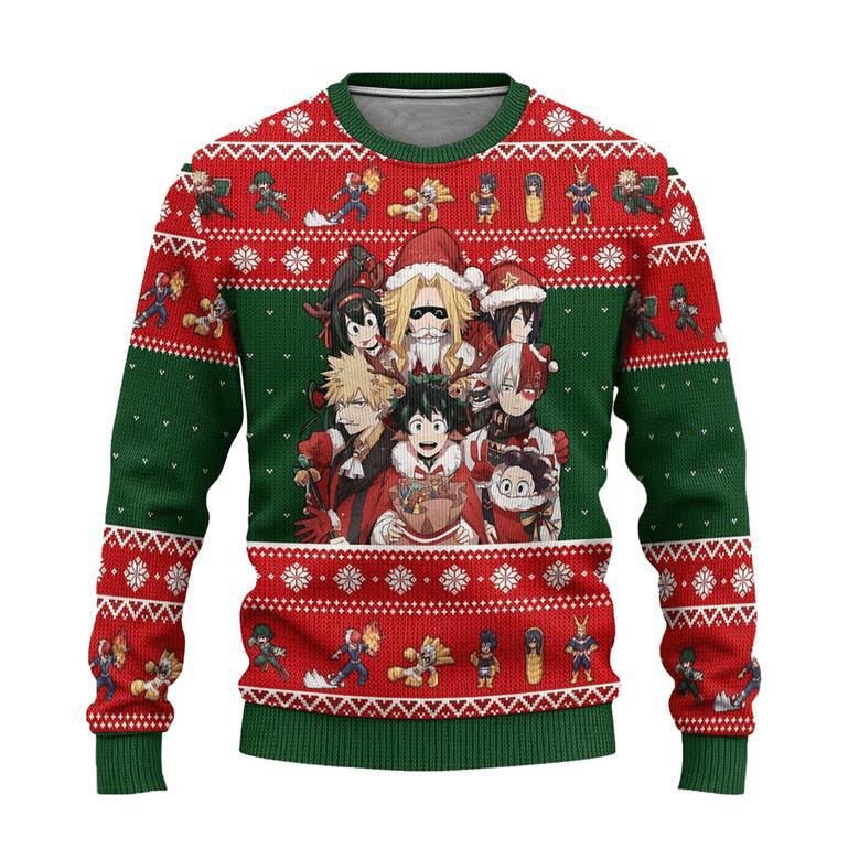 BNHA Ugly Christmas Sweatshirt My Hero Academia Anime Xmas Gift