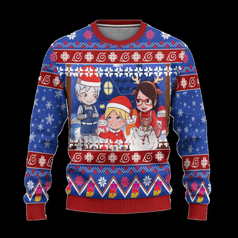 Boruto Anime Ugly Christmas Sweatshirt Custom Blue Xmas Gift