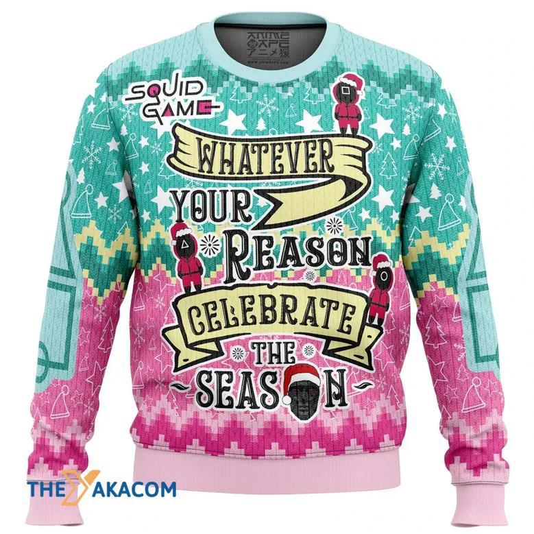 Celebrate the Season Squid Game Custom Gift For Fan Anime Christmas Ugly Sweater