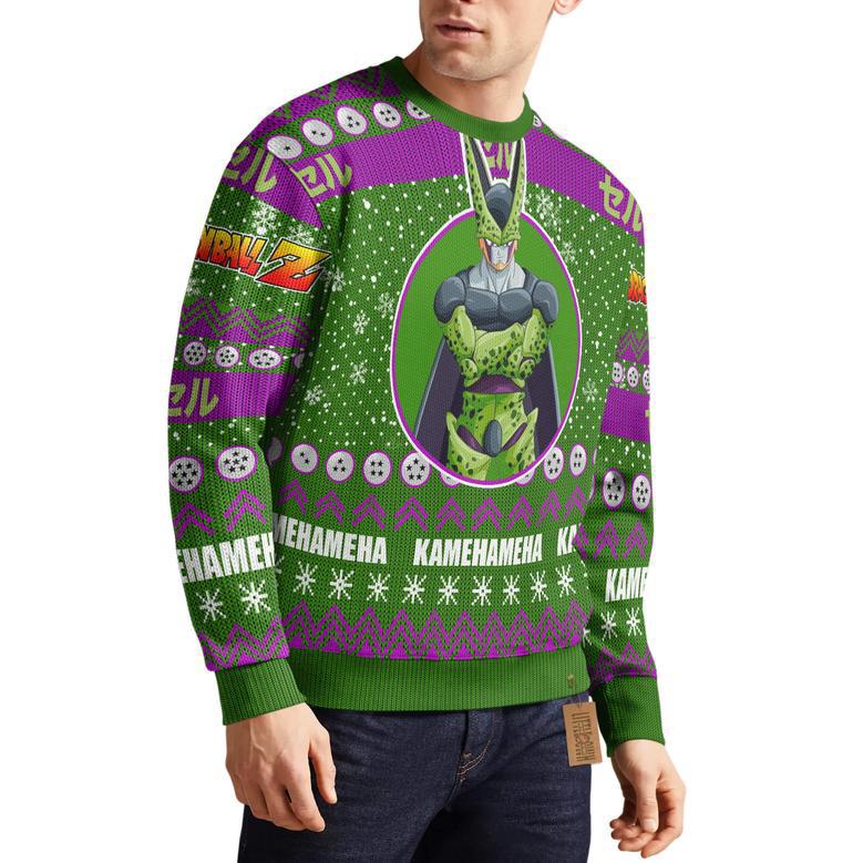 Cell Custom Ugly Sweater Dragon Ball Knitted Sweatshirt Anime Christmas Gift