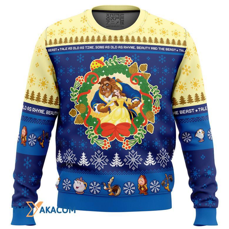 Christmas Beauty and the Beast Disney Gift For Fan Anime Christmas Ugly Sweater