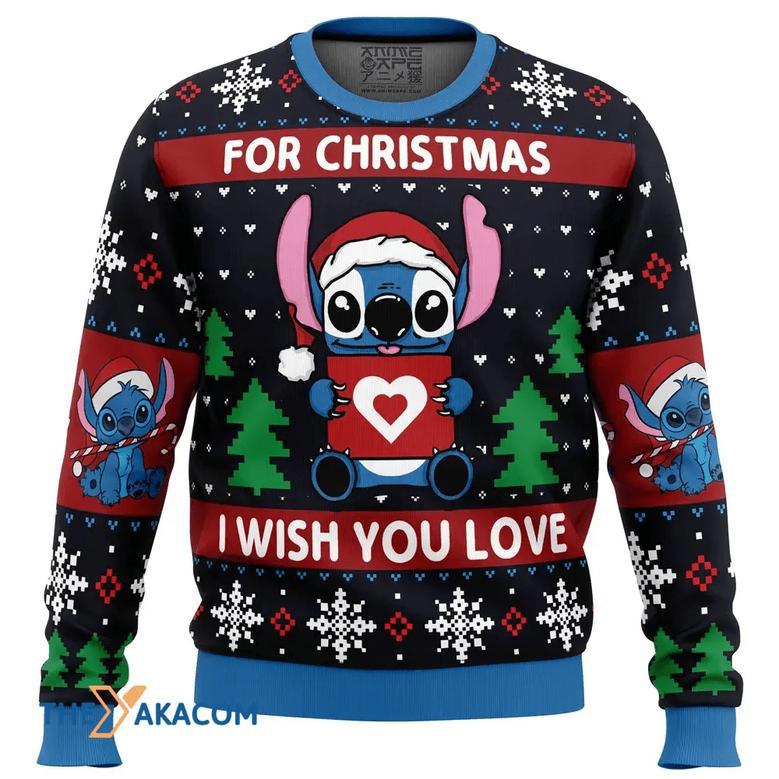 Christmas Love Stitch Custom Gift For Fan Anime Christmas Ugly Sweater