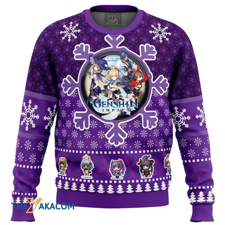 Christmas Quest Genshin Impact Gift For Fan Anime Christmas Ugly Sweater