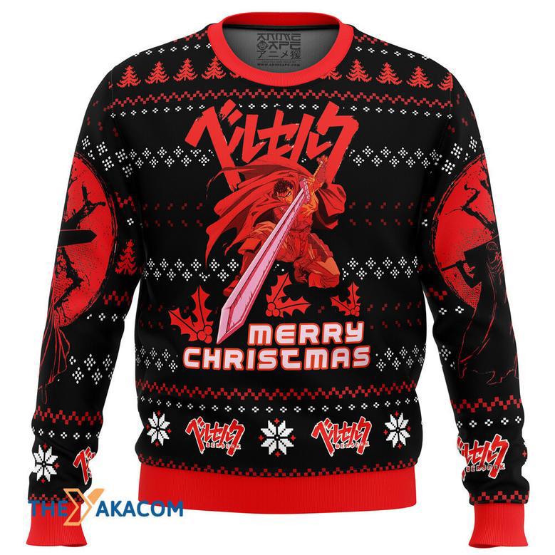 Christmas Red Guts Berzerk Gift For Fan Anime Christmas Ugly Sweater