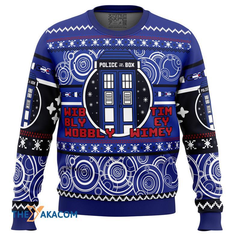 Christmas Through Time And Space Doctor Who Gift For Fan Anime Christmas Ugly Sweater