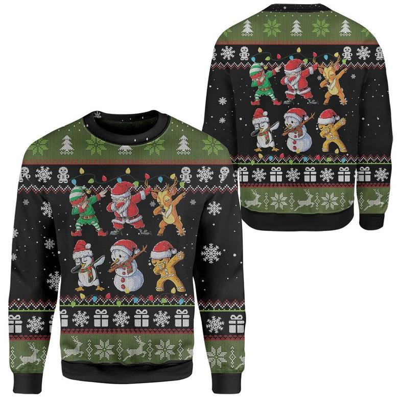 Christmas Ugly Sweater Santa Claus Elf Snowman Dabbing Sweater