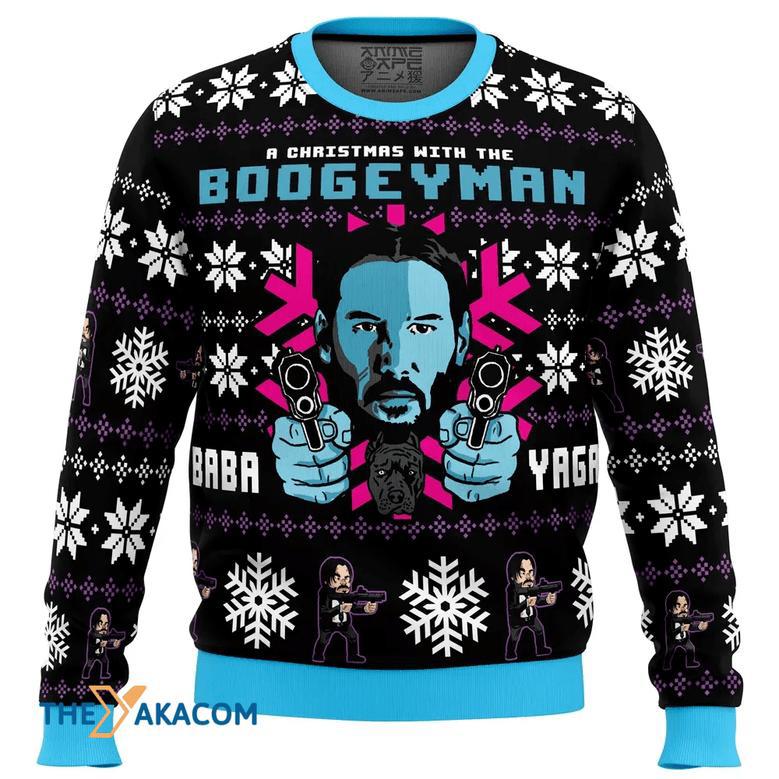 Christmas with the Boogeyman John Wick Gift For Fan Anime Christmas Ugly Sweater