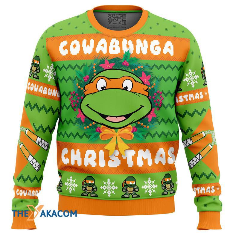 Cowabunga Michaelangelo Christmas Teenage Mutant Ninja Turtles Gift For Fan Anime Christmas Ugly