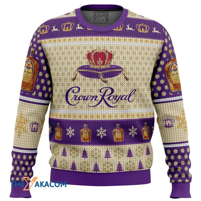 Crown Royal Whiskey Gift For Fan Anime Christmas Ugly Sweater