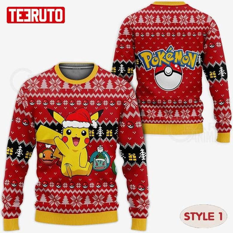 Cute Pokemon Pikachu Ugly Christmas Wool Knitted Sweater Multiple Styles