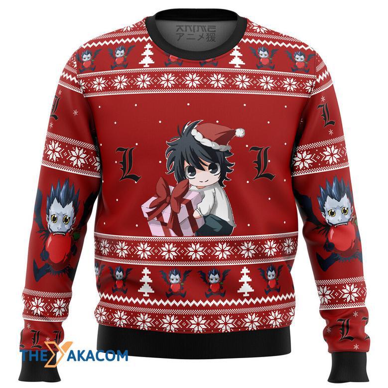 Death Note Chibi L Gift For Fan Anime Christmas Ugly Sweater