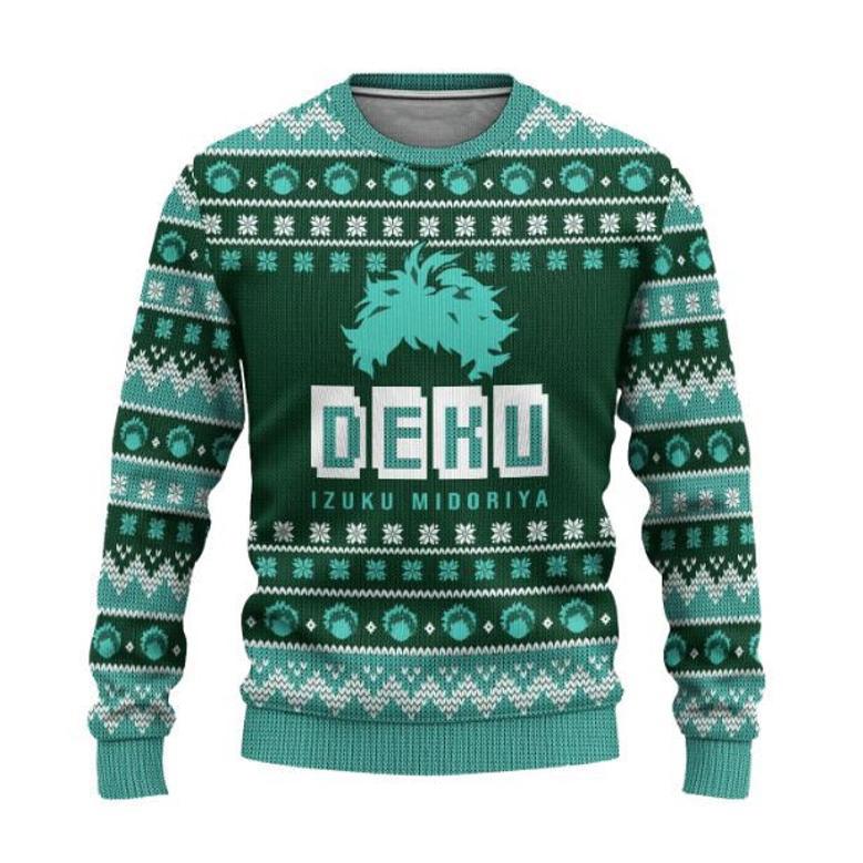 Deku Midoriya My Hero Academia Anime Gift Fan Ugly Xmas Wool Knitted Sweater