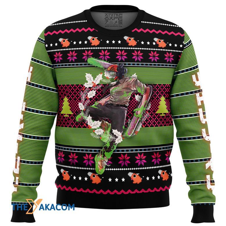 Denji Chainsaw Man Gift For Fan Anime Christmas Ugly Sweater