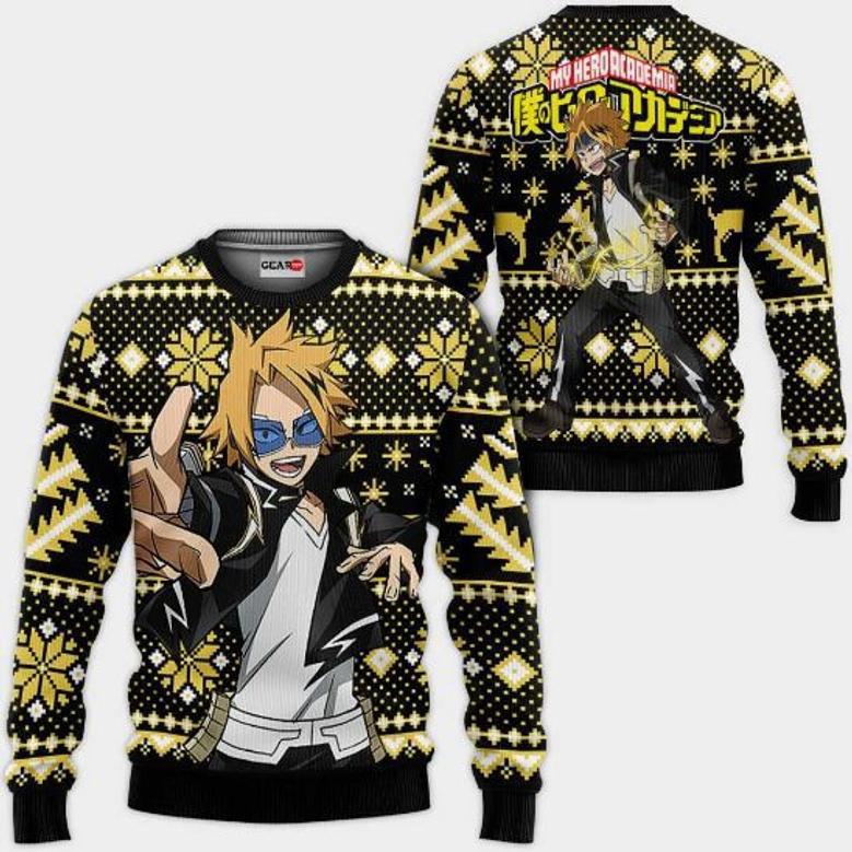 Denki Kaminari Anime My Hero Academia Xmas Ugly Christmas Knitted Sweater