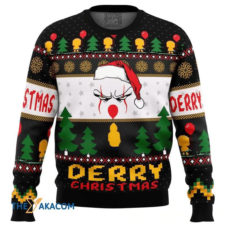 Derry Pennywise Christmas Custom Gift For Fan Anime Christmas Ugly Sweater