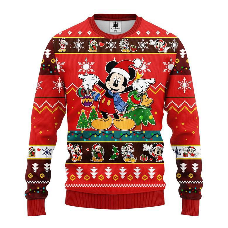 Disney Christmas Sweater Christmas MK Mouse Christmas Pattern Red Ugly Sweater Cute Disney MK Christmas