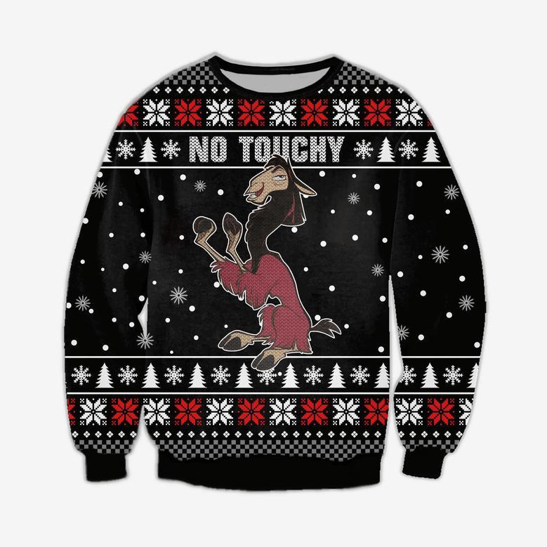 Disney Christmas Ugly Sweater Kuzco Llama No Touchy Christmas Black Sweater