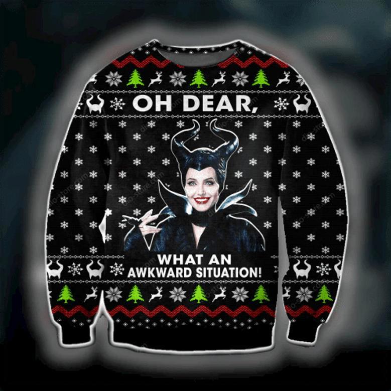 Disney Christmas Ugly Sweater Maleficent Oh Dear What An Awkward Situation Christmas Black Sweater