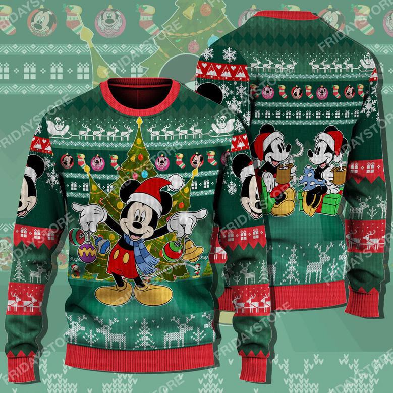 Disney ChristmasSweater Happy Mouse With Christmas Tree Christmas Sweater High Quality MK Mouse