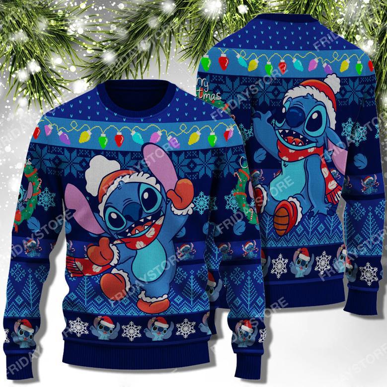 Disney ChristmasSweater Stich Wear Noel Hat Happy Christmas Ugly Sweater Amazing Disney Stitch