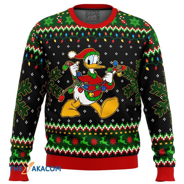 Donald Duck Christmas Lights Gift For Fan Anime Christmas Ugly Sweater