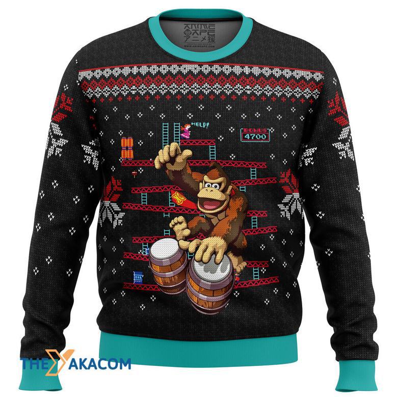 Donkey Kong Drums Gift For Fan Anime Christmas Ugly Sweater