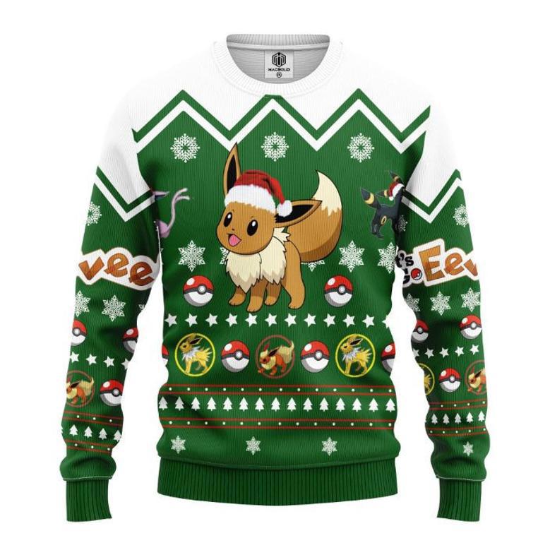 Eevee Pokemon Merry Xmas Ugly Knitted Sweater