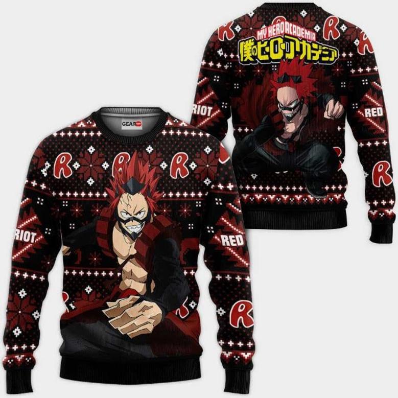 Eijirou Kirishima Anime My Hero Academia Xmas Ugly Christmas Knitted Sweater