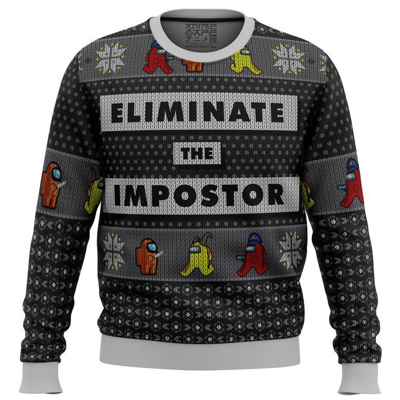 Eliminate the Impostor Among Us Ugly Christmas Sweater