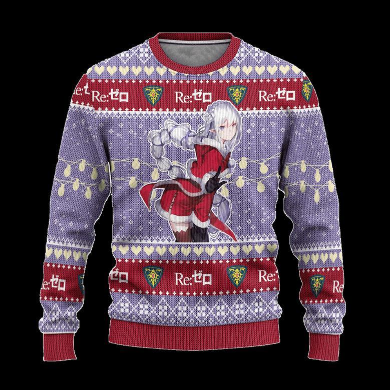 Emilia Anime Ugly Christmas Sweatshirt Custom Re Zero Xmas Gift