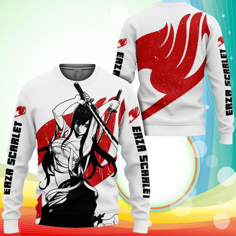 Fairy Tail Erza Scarlet Sweatshirt Silhouette Anime Printed Sweaters