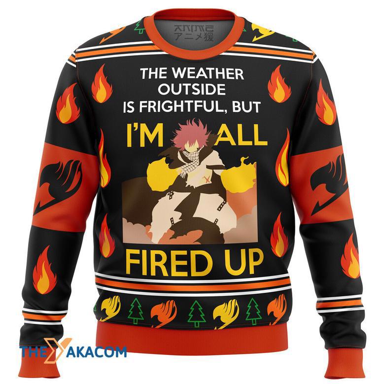 Fairy Tail Natsu fired up Gift For Fan Anime Christmas Ugly Sweater