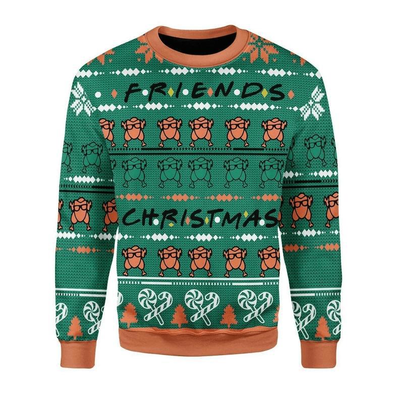 Friends Christmas Sweater Friends Christmas Turkey Pattern Green Ugly Sweater