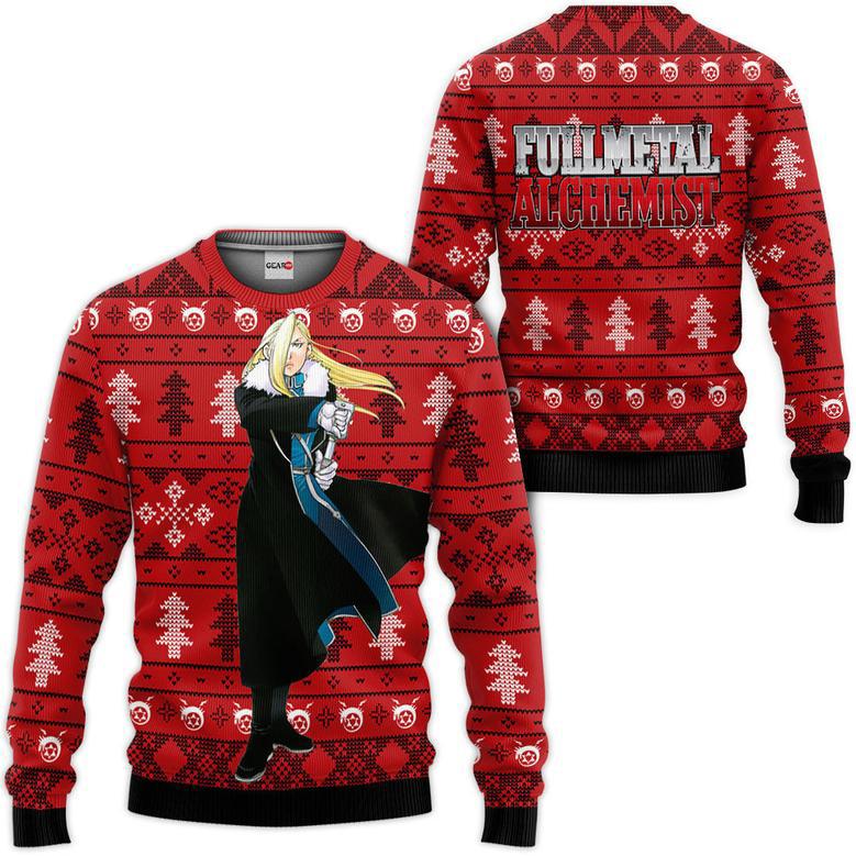 Fullmetal Alchemist Olivier Mira Armstrong Custom Anime Ugly Christmas Sweater