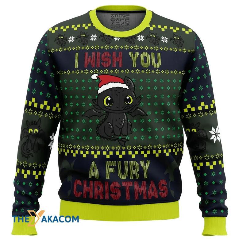 Fury Christmas Toothless Custom Gift For Fan Anime Christmas Ugly Sweater