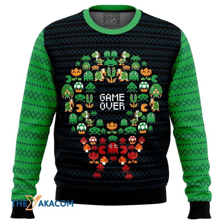 Game Over Nintendo Gift For Fan Anime Christmas Ugly Sweater