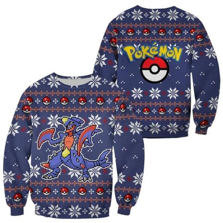 Garchomp Pokemon Xmas Ugly Christmas Knitted Sweater