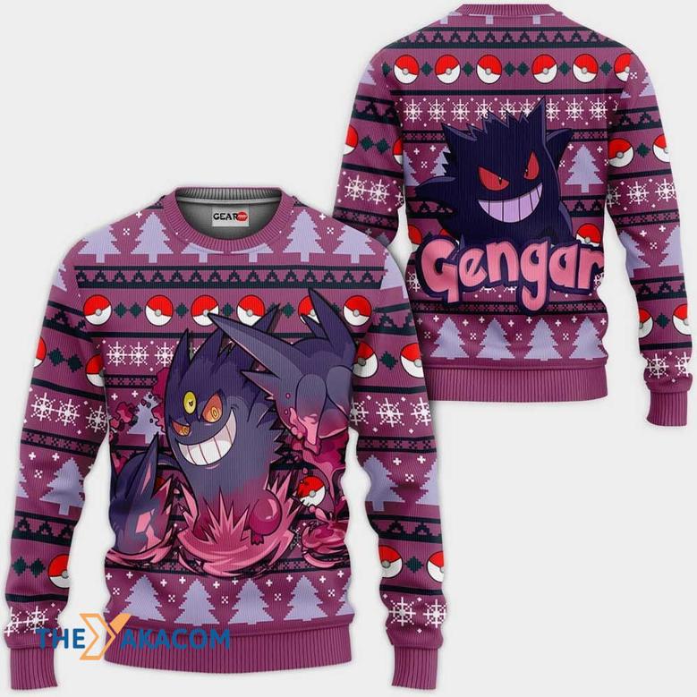 Gengar Custom Anime Pokemon Gift For Fan Anime Christmas Ugly Sweater