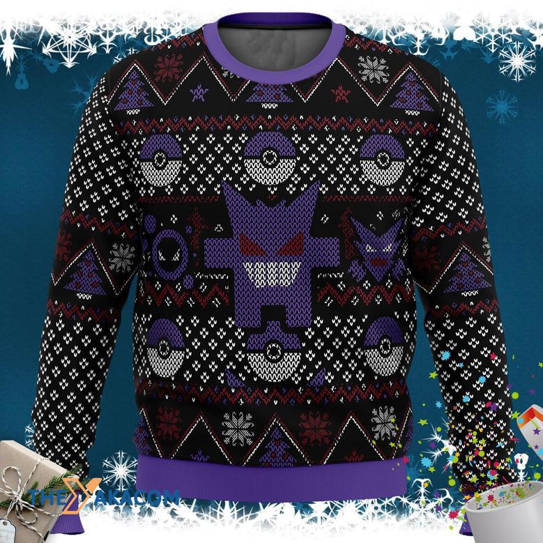 Ghosts Type Gengar Ghastly Haunter Pokemon Manga Anime Ugly Sweater