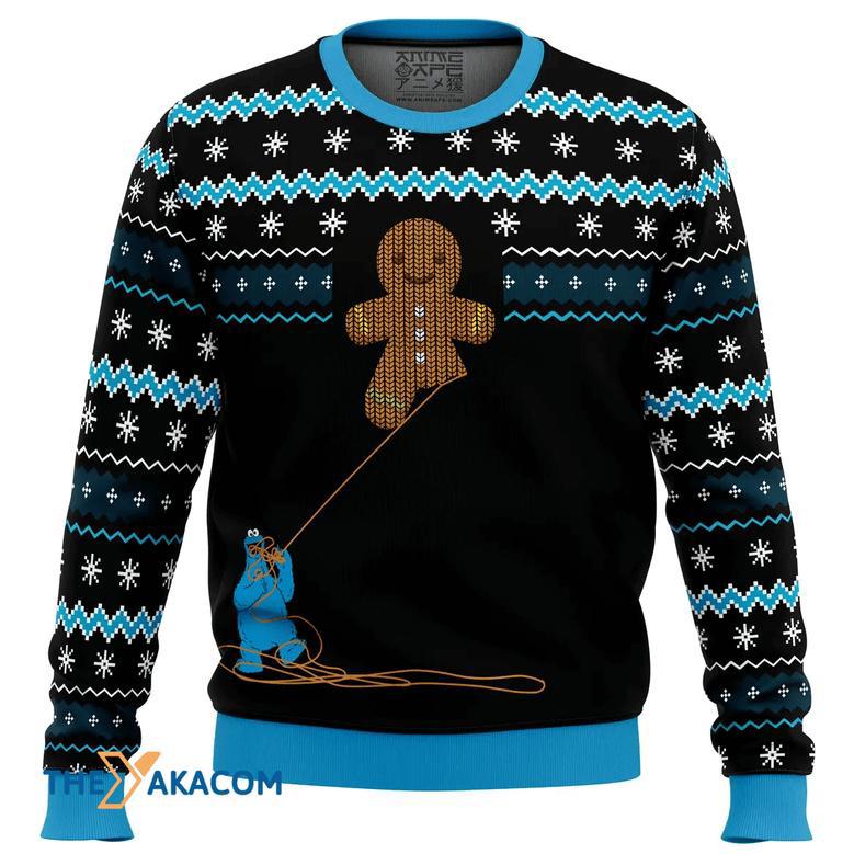 Gingerbread Cookie Monster Gift For Fan Anime Christmas Ugly Sweater